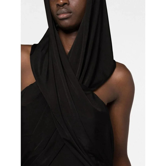 SAINT LAURENT Hooded Crepe Dress in Noir 36 New Womens Long Maxi Gown - Picture 15 of 17